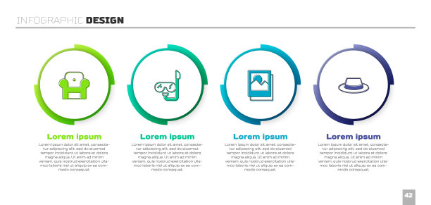 套装扶手椅，潜水面罩和通气管，照片和带丝带的人帽。业务信息图模板。向量图片下载