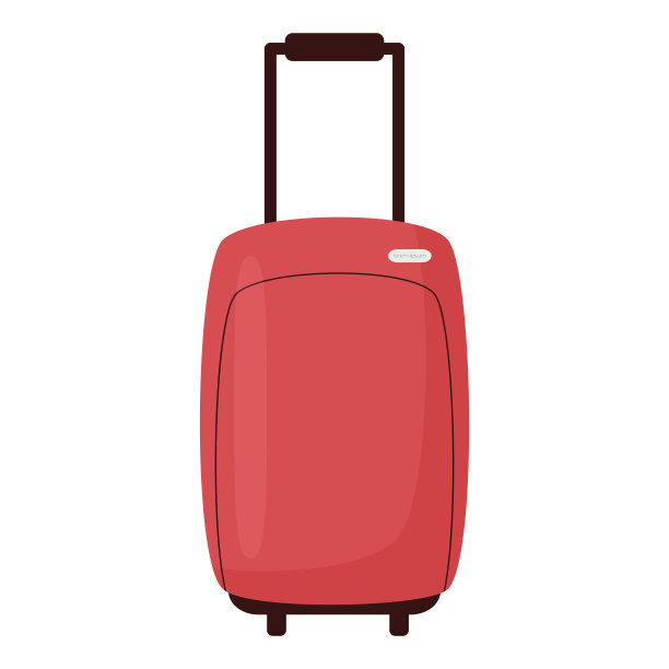 红色行李箱平面插图图片下载