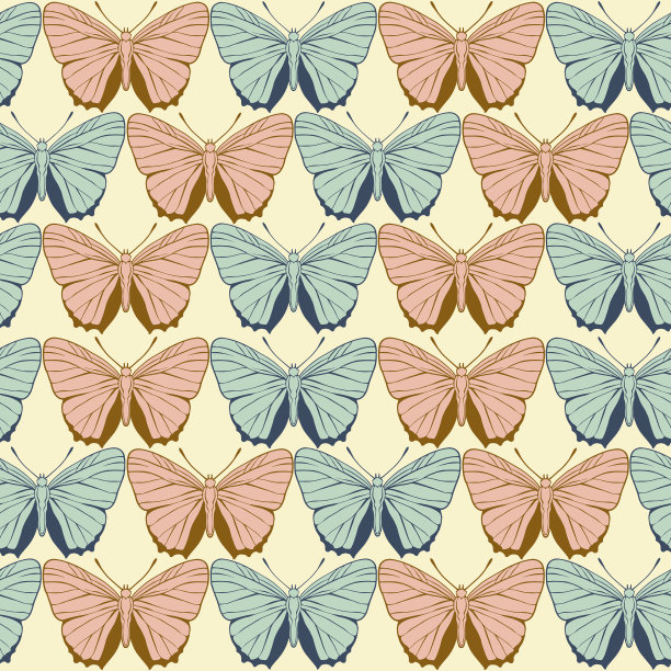 蝴蝶矢量可爱无缝模式说明织物墙纸包装纸贺卡图片下载
