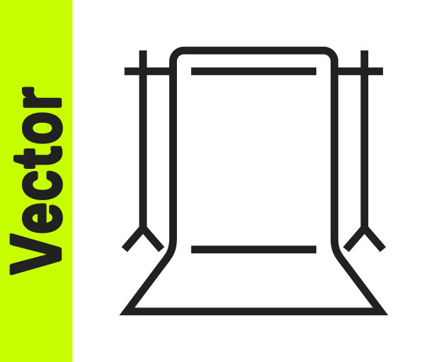 黑线空白照相馆图标孤立在白色背景。屏幕的背景。向量图片下载