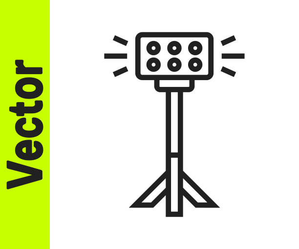 黑线工作室灯泡在软盒图标孤立的白色背景。阴影反射设计。向量图片下载