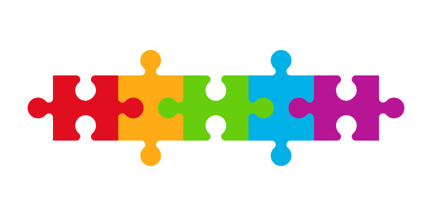 自闭症关爱日矢量素材的彩色拼图图片下载