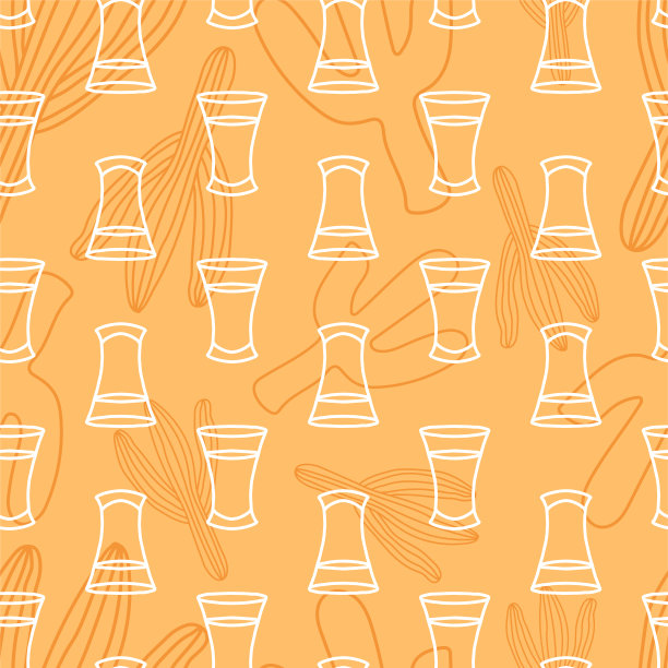 无缝模式与涂鸦龙舌兰酒射击和仙人掌。手绘龙舌兰酒与仙人掌元素无缝模式。图片下载