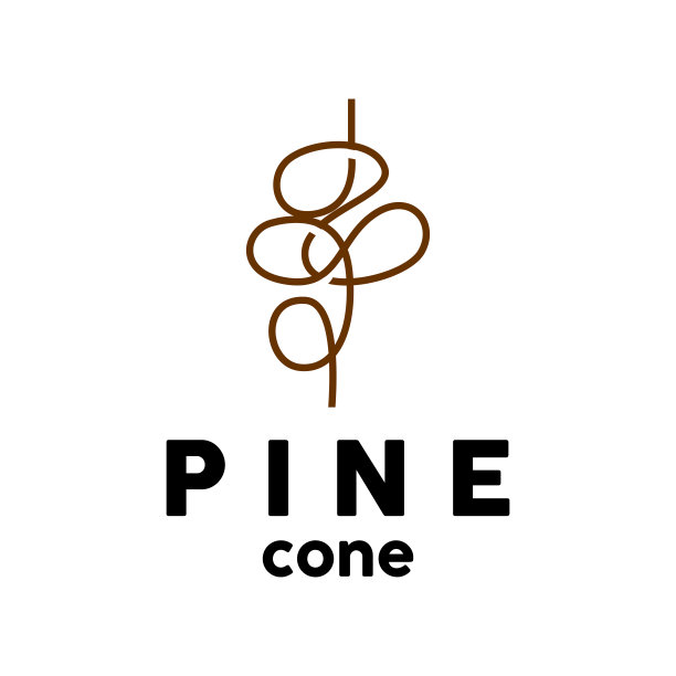 松果标志，优雅的豪华松简单的设计，树橡子图标矢量，产品品牌说明图片下载