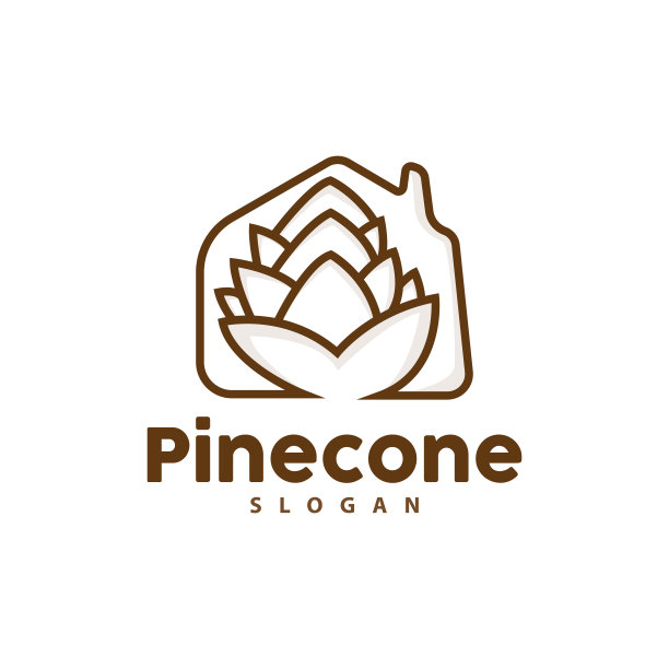 松果标志，优雅的豪华松简单的设计，树橡子图标矢量，产品品牌说明图片下载