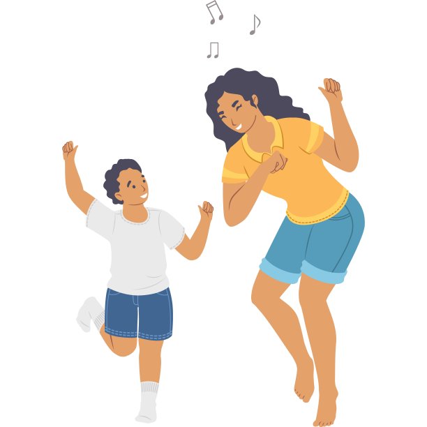 母亲和儿子跳舞矢量图标在白色图片下载
