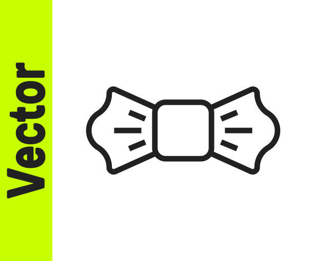 黑线蝴蝶结图标孤立在白色背景。向量图片下载