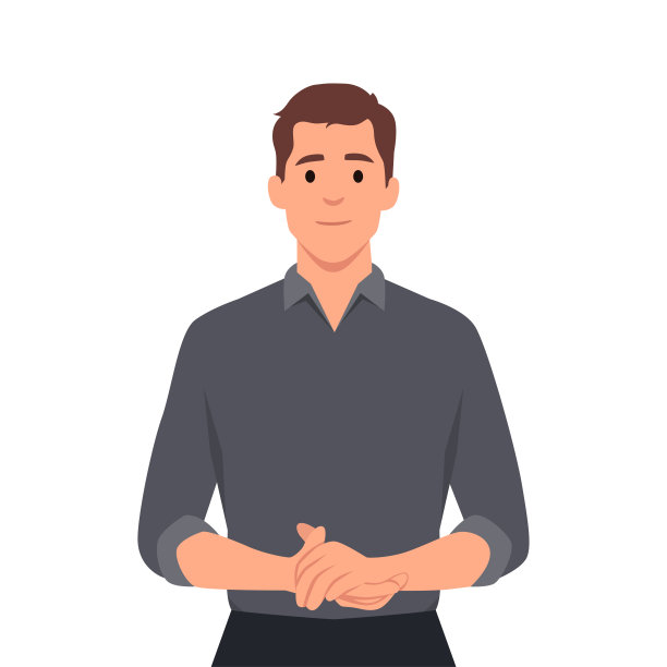 年轻人站着，双手放在肚子前面。微笑的男人图片下载