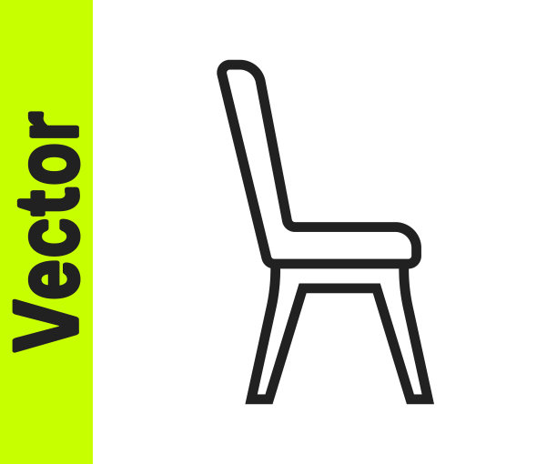 黑线椅子图标孤立在白色背景。向量图片下载