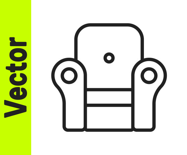 白色背景上孤立的扶手椅图标。向量图片下载