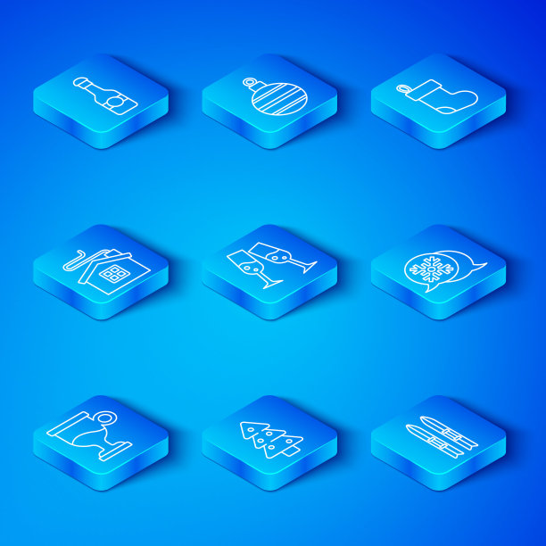 热红酒、香槟酒杯、圣诞树、雪花语音气泡等组合素材。矢量素材图片下载