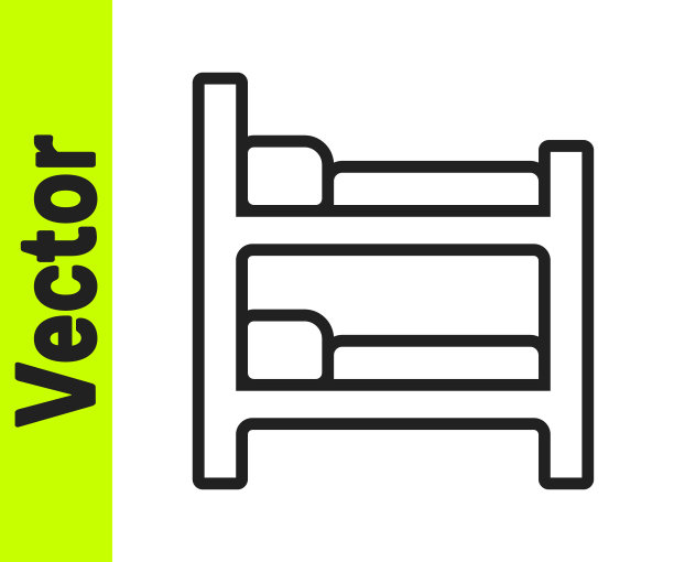 黑线双层床图标孤立在白色背景。向量图片下载