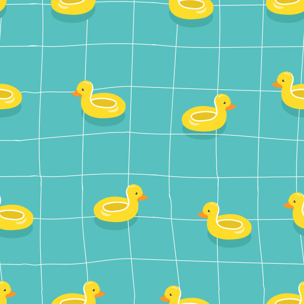 黄色的鸭子在游泳池里图片下载