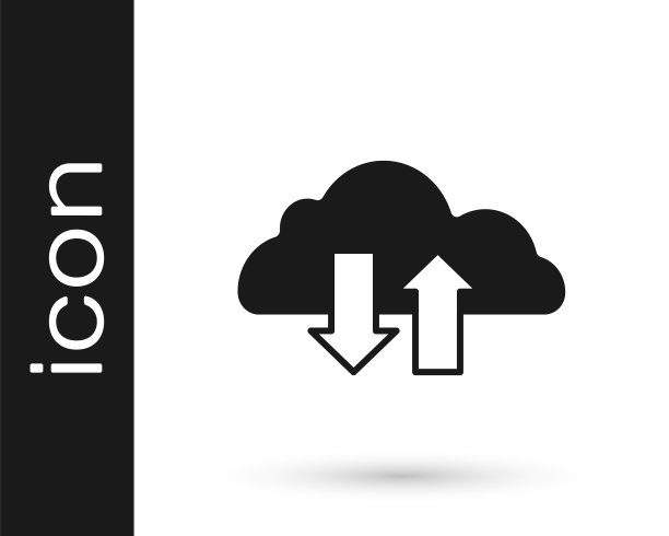 黑云下载和上传图标隔离在白色背景上。向量图片下载
