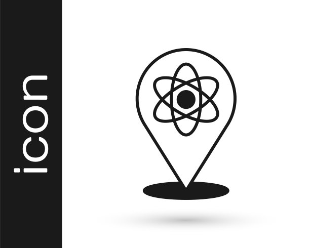 黑色原子图标隔离在白色背景上。象征科学、教育、核物理、科学研究。向量图片下载