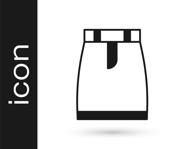 黑色裙子图标孤立在白色背景。向量图片下载