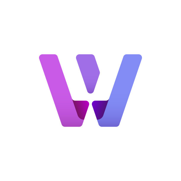 纸字母折纸字体，为您的标志设计带阴影，多色字母W，矢量插图10EPS图片下载