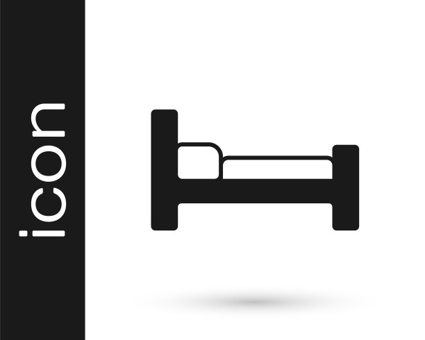 黑床图标孤立在白色背景。向量图片下载