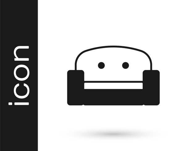 黑色扶手椅图标孤立在白色背景。向量图片下载