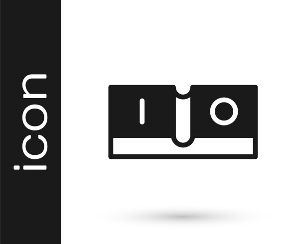 黑色电灯开关图标孤立在白色背景上。打开和关闭图标。调暗灯开关标志。节能理念。向量图片下载