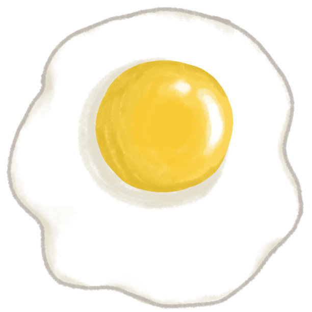 煎蛋，手绘粉彩和粉笔插图图片下载