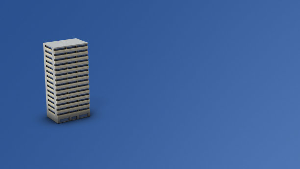 一个高层公寓大楼的微缩模型。城市住房。建筑模型。3 d渲染。图片下载