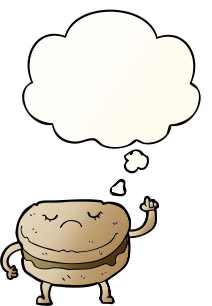 卡通饼干与思想泡沫在平滑渐变风格图片下载