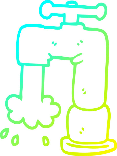 冷梯度线绘制的卡通浇水龙头图片下载