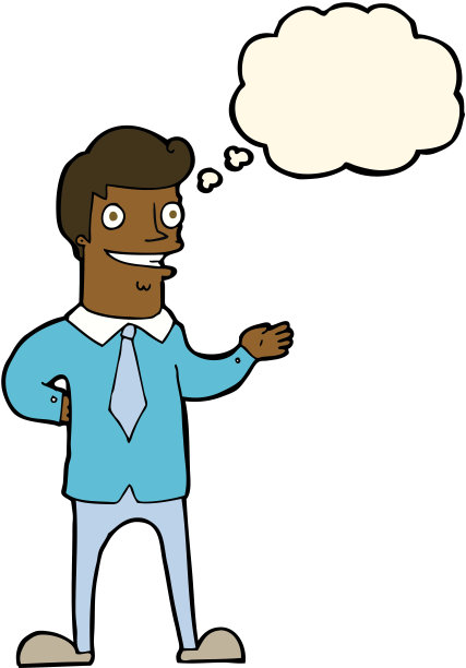 带有思想泡泡的卡通推销员图片下载