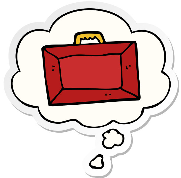 印有思想泡泡的卡通公文包图片下载