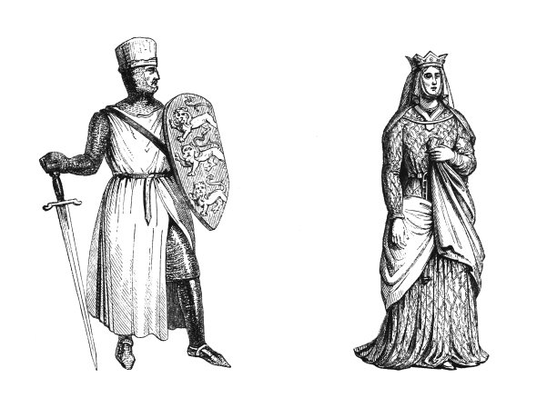 约翰和埃丽诺——英格兰国王和王后(1199-1216)——古董雕刻插图图片下载