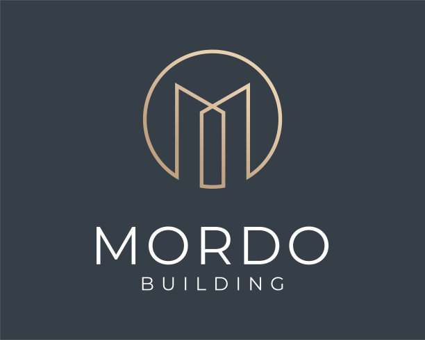 天际线建筑建筑摩天大楼黄金豪华优雅的线条与字母M矢量设计插图图片下载