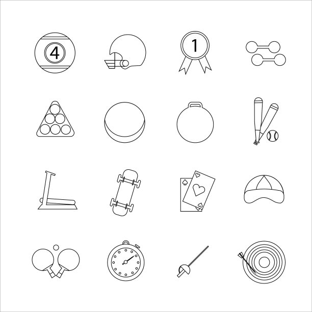 一套轮廓体育图标图片下载