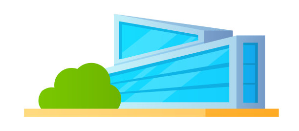 建筑由玻璃和混凝土构成——平面设计风格，单一孤立的形象图片下载