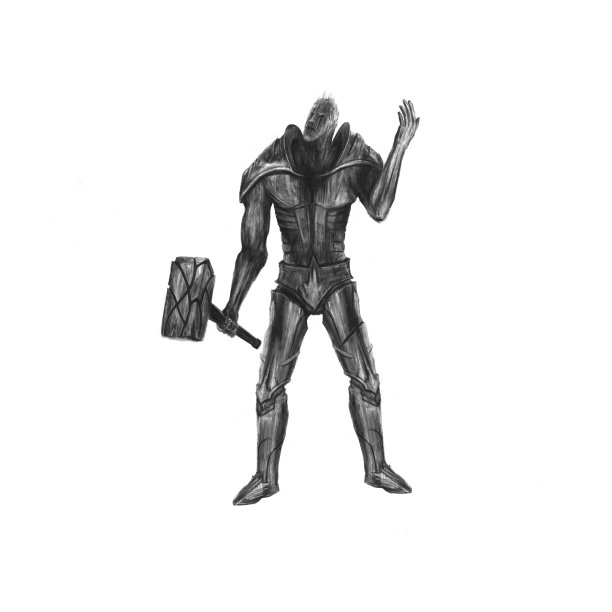 黑暗幻想人物概念，骑士与锤子图片下载