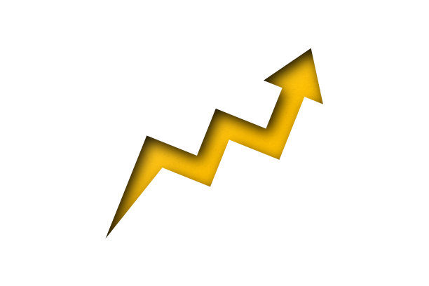 图表上白色背景上孤立的黄色箭头图片下载