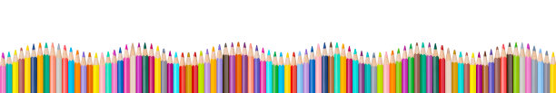 彩色铅笔的浪潮孤立的旗帜图片下载