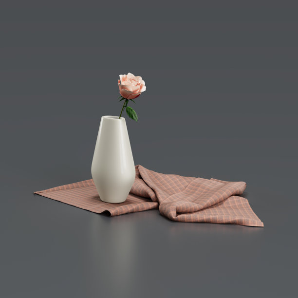 玫瑰插在花瓶里，用布装饰图片下载