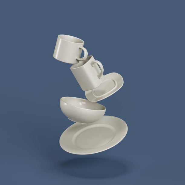 一组白色的陶瓷制品图片下载