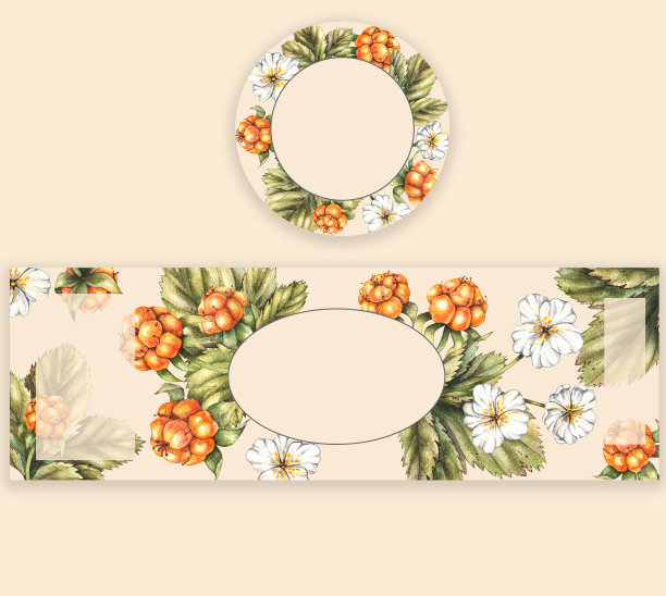 云莓果酱标签。食品现成标签模板图片下载