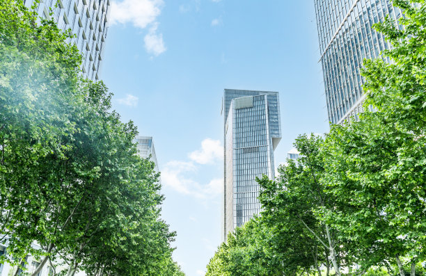 办公楼，低角度视野图片下载