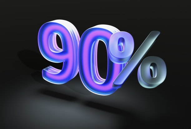 深色背景玻璃质感百分号数字90图片下载