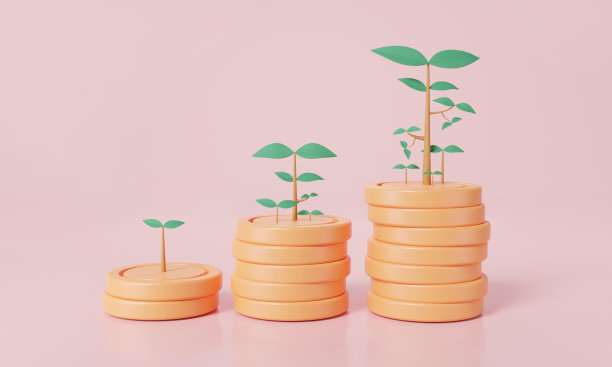 在粉红色背景上的硬币堆栈上生长图形的树的3d渲染插图。省钱的概念。金融增长，储存货币，商业投资，经济增长。卡通最小图片下载
