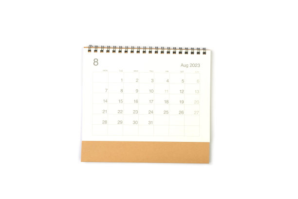 2023年8月日历页，白色背景。日历背景提醒，业务计划，约会会议和事件。图片下载