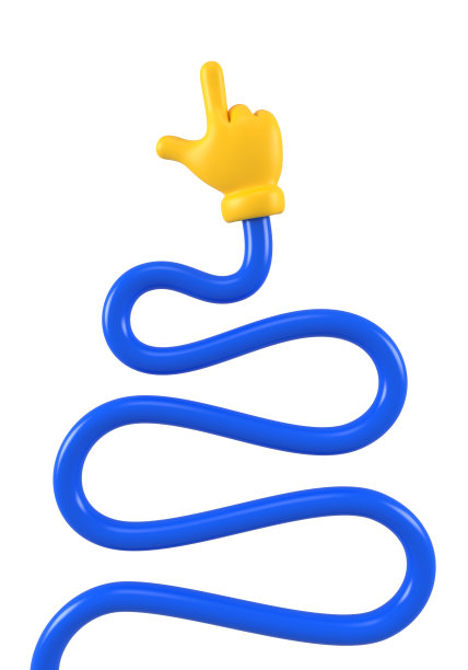 黄色表情符号挥动灵活扭曲的手显示或指向孤立的手势。点击手势图标，符号，信号和符号。3 d渲染。图片下载