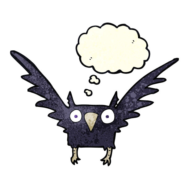 卡通幽灵鸟与思想泡泡图片下载