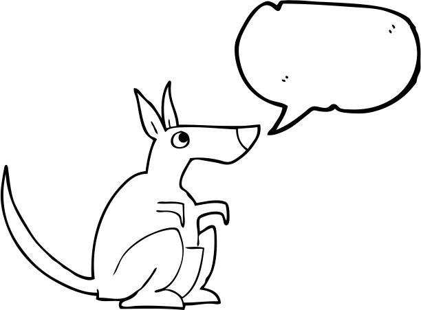 手绘语音泡泡卡通袋鼠图片下载