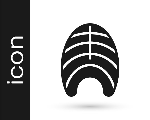 黑鱼牛排图标孤立在白色背景。向量图片下载