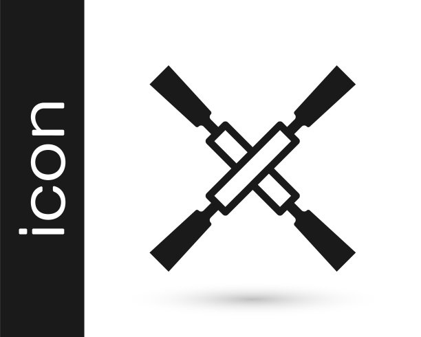 黑色桨或桨船图标孤立在白色背景。向量图片下载