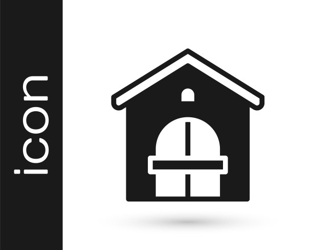 黑色农舍图标孤立在白色背景上。向量图片下载